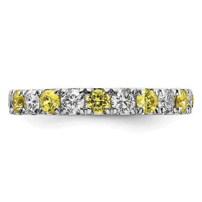 Memoire-Ring aus 14K Weißgold mit 1 ct. im Labor gezüchteten Diamanten VS/SI+ G+ und im Labor gezüchteten gelben Saphiren