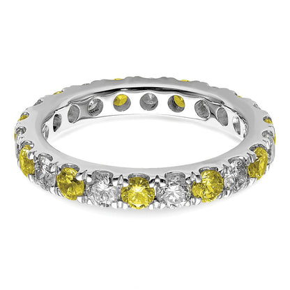 14K Weißgold Memoire-Ring mit 1,2 ct. Laborgezüchteten Diamanten VS/SI+ G+ und Laborgezüchteten Gelben Saphiren