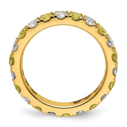 14K Gelbgold Memoire-Ring mit 1 ct. laborgezüchteten Diamanten VS/SI+ G+ und laborgezüchteten Saphiren