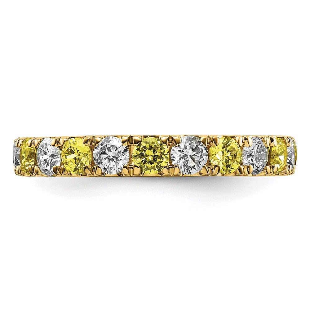 14K Gelbgold Memoire-Ring mit 1 ct. im Labor gezüchteten Diamanten VS/SI+ G+ und im Labor gezüchteten Saphiren