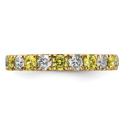14K Gelbgold Memoire-Ring mit 1 ct. laborgezüchteten Diamanten VS/SI+ G+ und laborgezüchteten Saphiren
