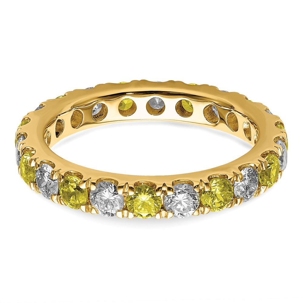 14K Gelbgold Memoire Ring mit 1 0,2 ct. laborgezüchteten Diamanten VS/SI+ G+ und laborgezüchteten Saphiren