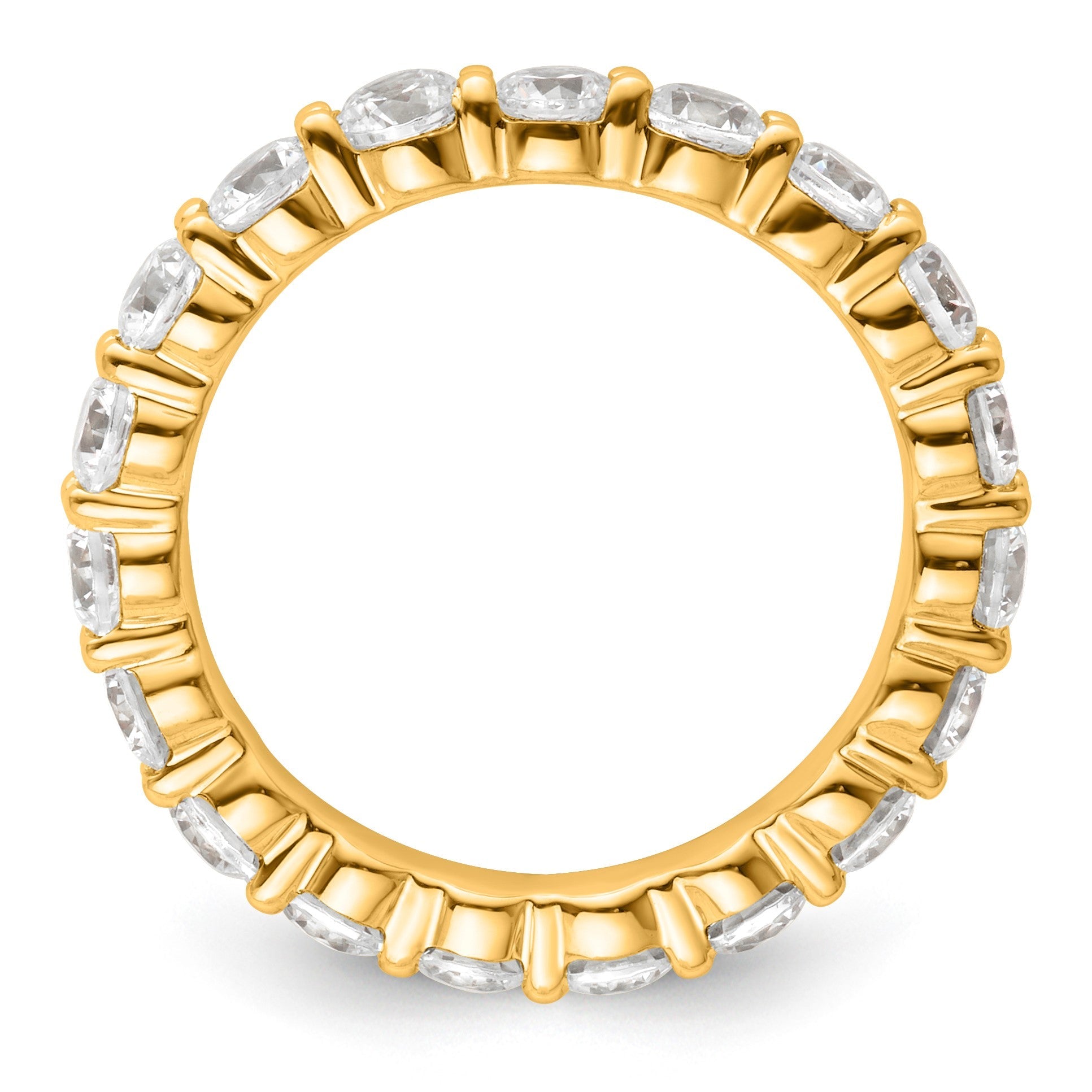 14K Gelbgold Memoire-Ehering mit 2K rundem, komplett kanalgefasstem, im Labor gezüchtetem Diamant VS+ F+, Größe 6