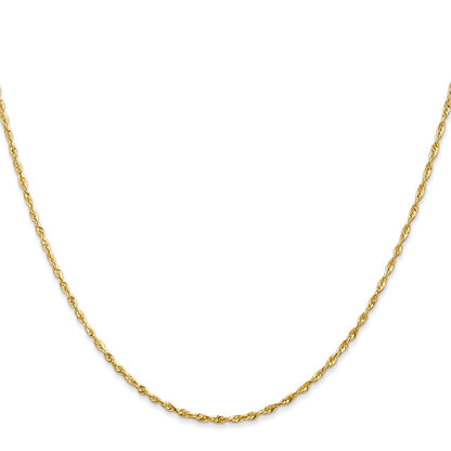 14K Gelbgold 1.5mm Extra Licht Diamantiert Kordel mit Karabinerverschluss Halskette