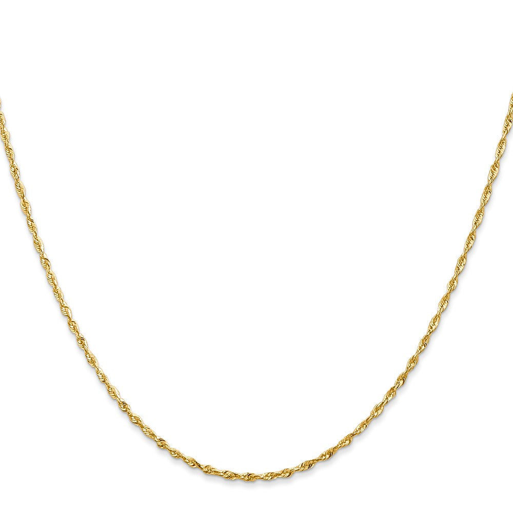14K Gelbgold 1.5mm Extra Licht Diamantiert Kordel mit Karabinerverschluss Kette Kinder Halskette