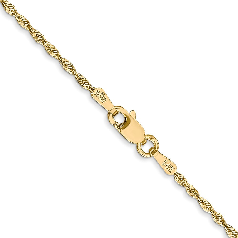 14K Gelbgold 1.5mm Extra Licht Diamantiert Kordel mit Karabinerverschluss Halskette