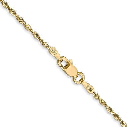 14K Gelbgold 1.5mm Extra Licht Diamantiert Kordel mit Karabinerverschluss Halskette