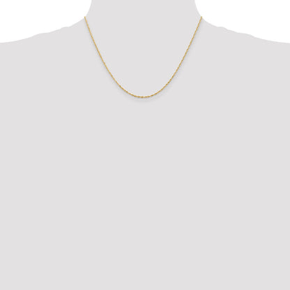 14K Gelbgold 1.5mm Extra Licht Diamantiert Kordel mit Karabinerverschluss Halskette
