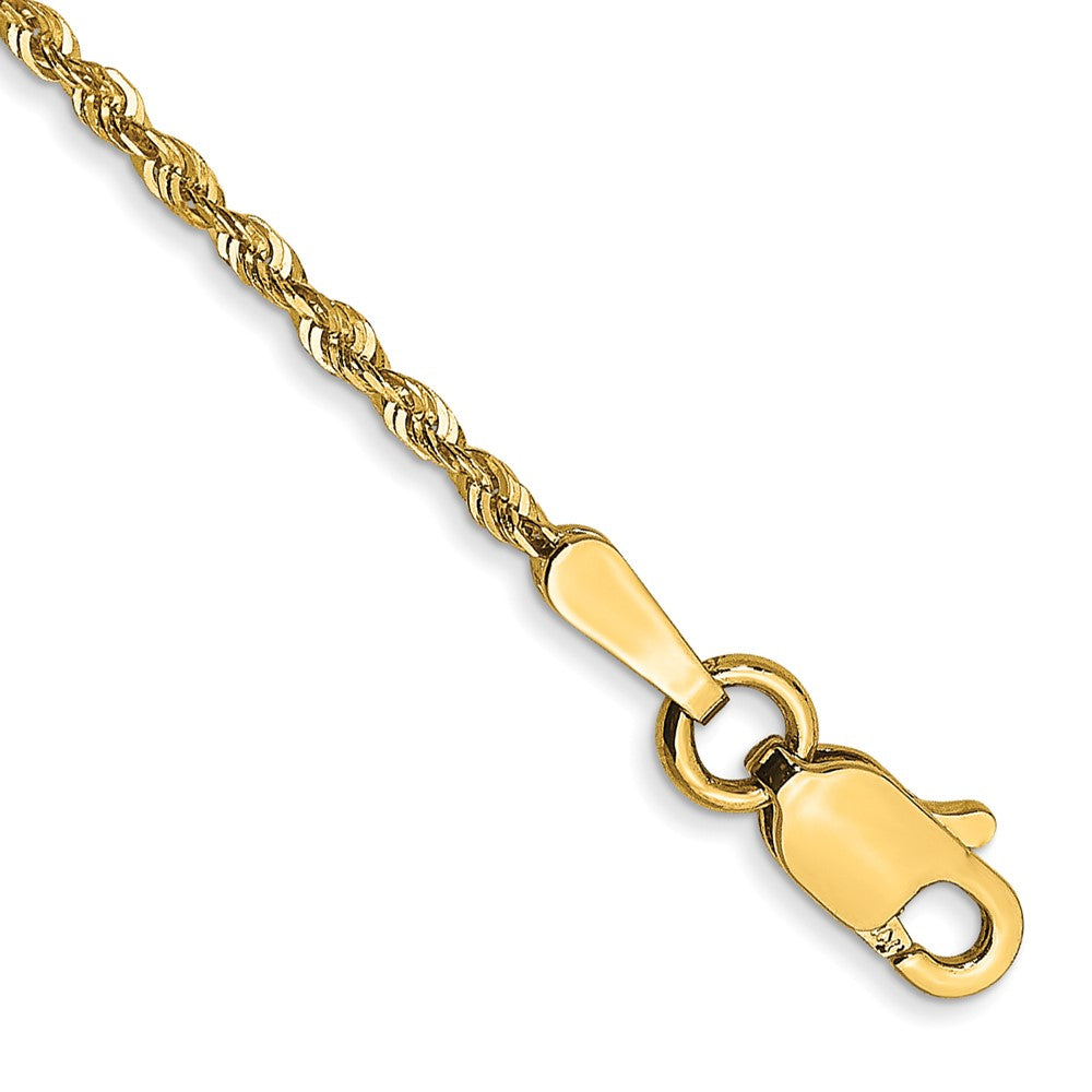 14K Gelbgold 1.5mm Extra Licht Diamantiert Kordel mit Karabinerverschluss Gliederarmband