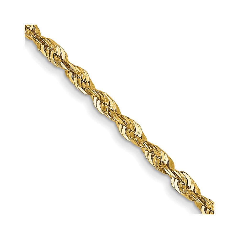 14K Gelbgold 1.5mm Extra Licht Diamantiert Kordel mit Karabinerverschluss Halskette