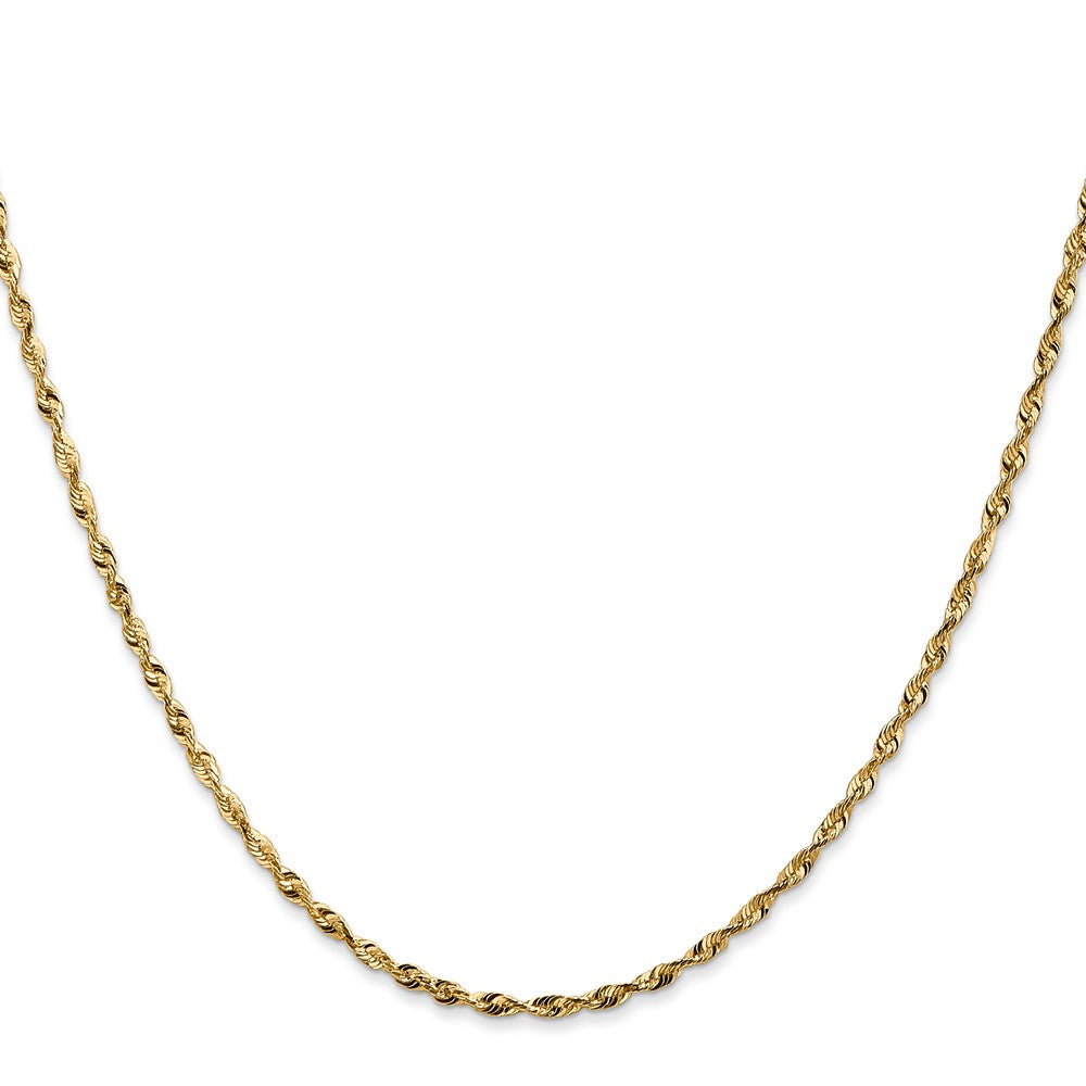14K Gelbgold 1.8mm Extra Licht Diamantiert Kordel mit Karabinerverschluss Halskette