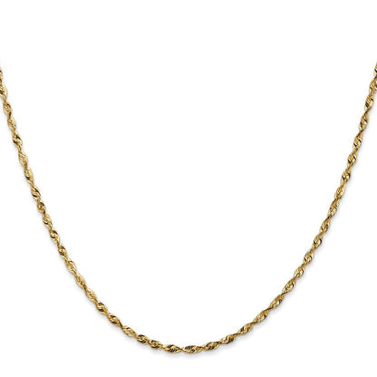 14K Gelbgold 1.8mm Extra Licht Diamantiert Kordel mit Karabinerverschluss Halskette