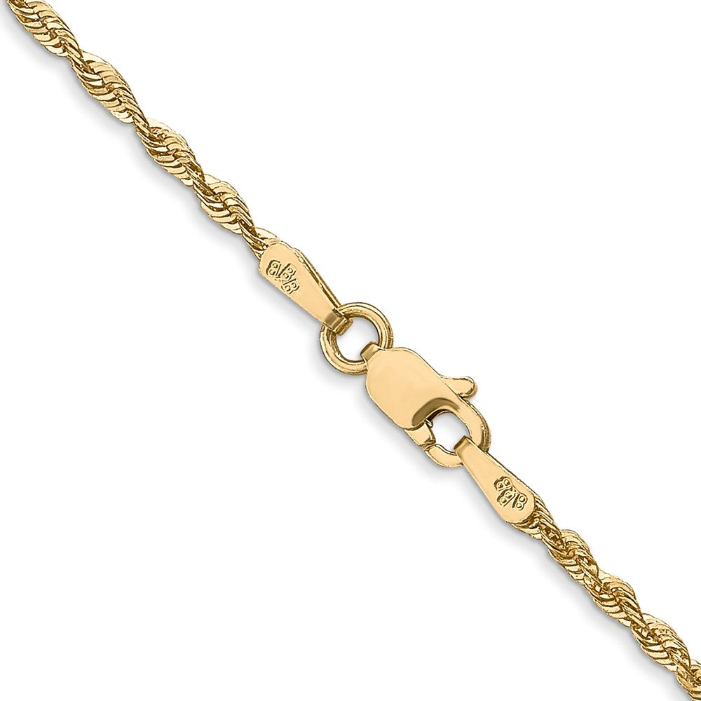 14K Gelbgold 1.8mm Extra Licht Diamantiert Kordel mit Karabinerverschluss Halskette