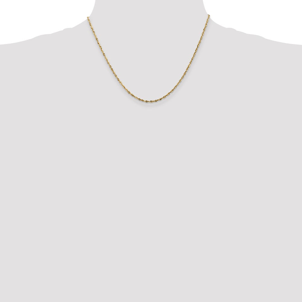14K Gelbgold 1.8mm Extra Licht Diamantiert Kordel mit Karabinerverschluss Halskette
