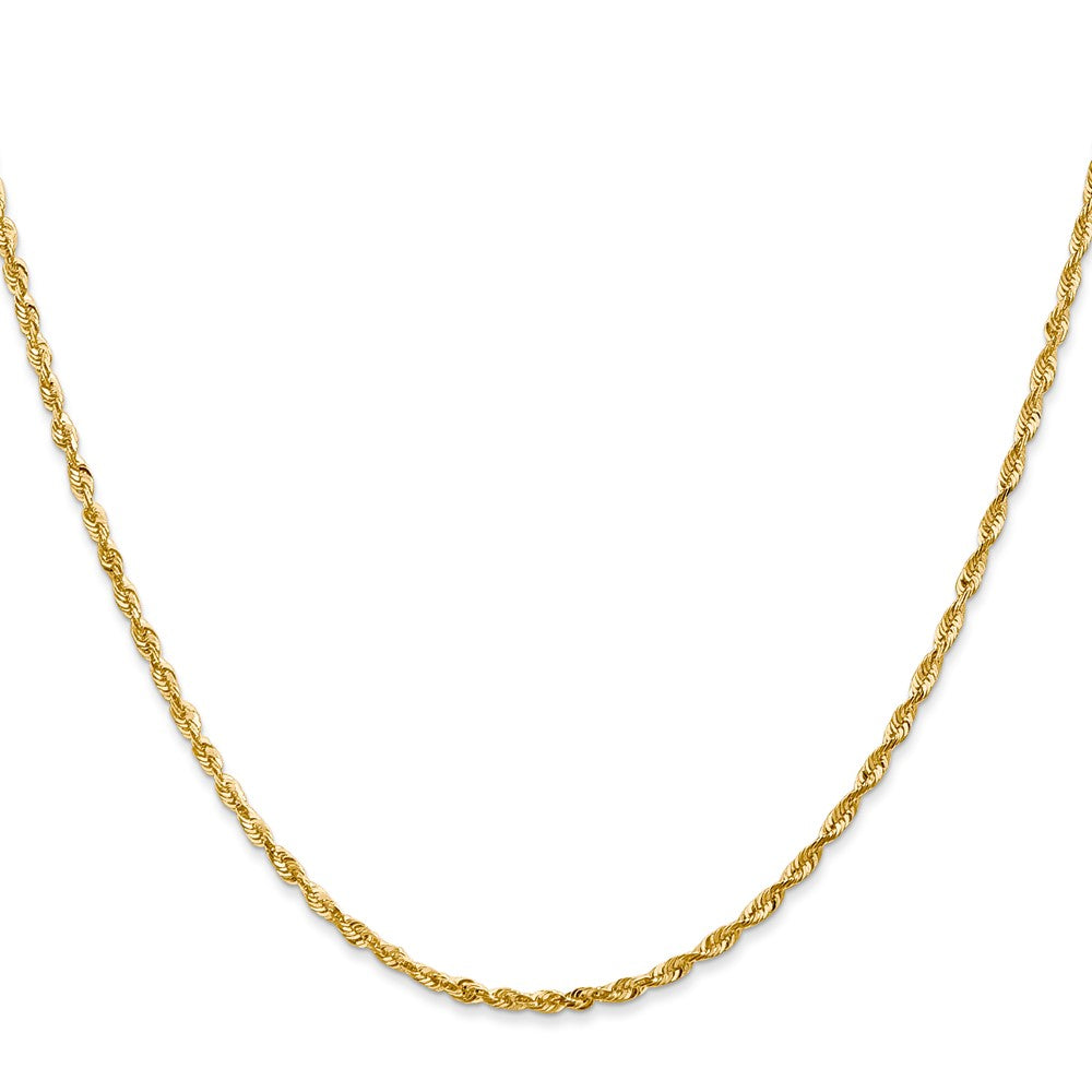14K Gelbgold 2mm Extra Licht Diamantiert Kordel mit Karabinerverschluss Halskette