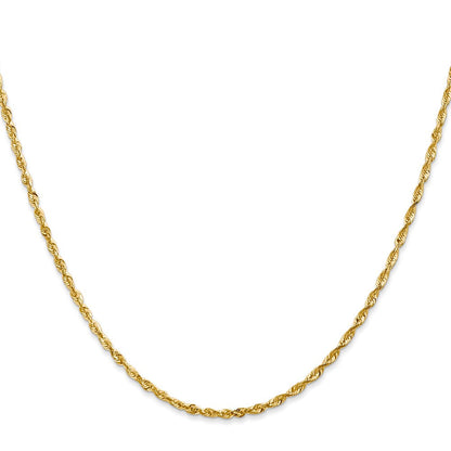 14K Gelbgold 2mm Extra Licht Diamantiert Kordel mit Karabinerverschluss Halskette
