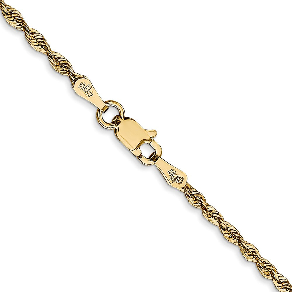 14K Gelbgold 2mm Extra Licht Diamantiert Kordel mit Karabinerverschluss Halskette