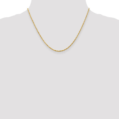 14K Gelbgold 2mm Extra Licht Diamantiert Kordel mit Karabinerverschluss Halskette