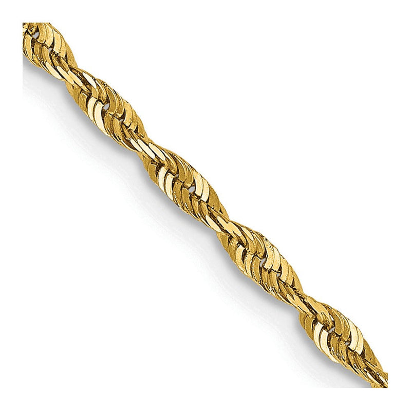 14K Gelbgold 2mm Extra Licht Diamantiert Kordel mit Karabinerverschluss Halskette