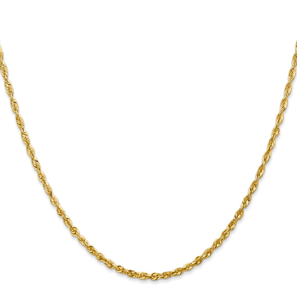 14K Gelbgold 2.25mm Extra Licht Diamantiert Kordel mit Karabinerverschluss Halskette