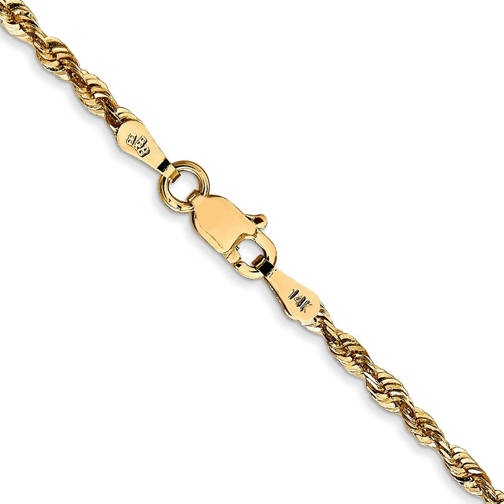 14K Gelbgold 2.25mm Extra Licht Diamantiert Kordel mit Karabinerverschluss Halskette