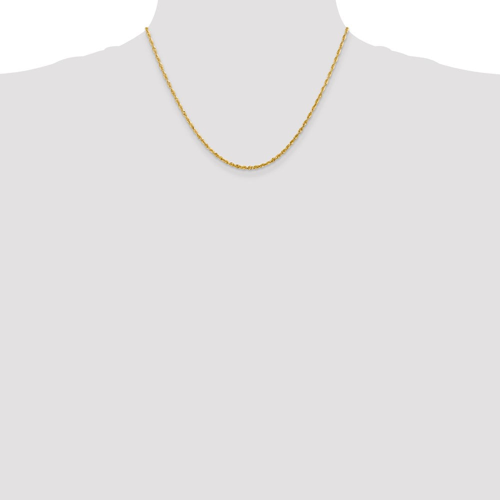 14K Gelbgold 2.25mm Extra Licht Diamantiert Kordel mit Karabinerverschluss Halskette