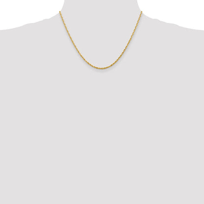 14K Gelbgold 2.25mm Extra Licht Diamantiert Kordel mit Karabinerverschluss Halskette