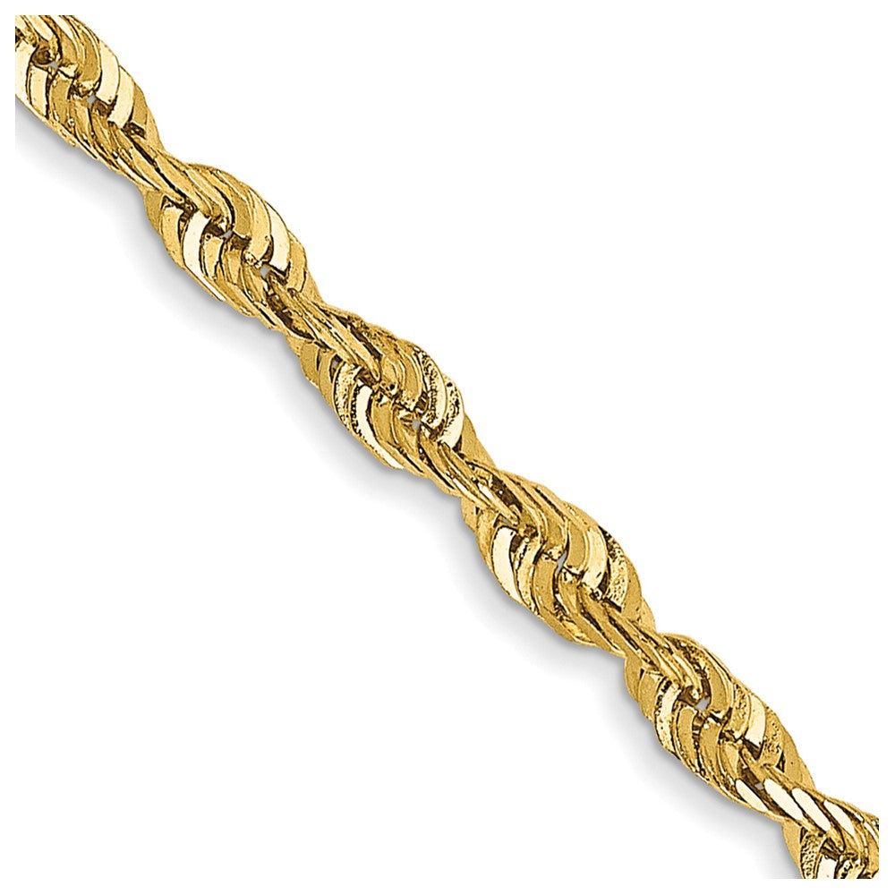 14K Gelbgold 2.25mm Extra Licht Diamantiert Kordel mit Karabinerverschluss Halskette