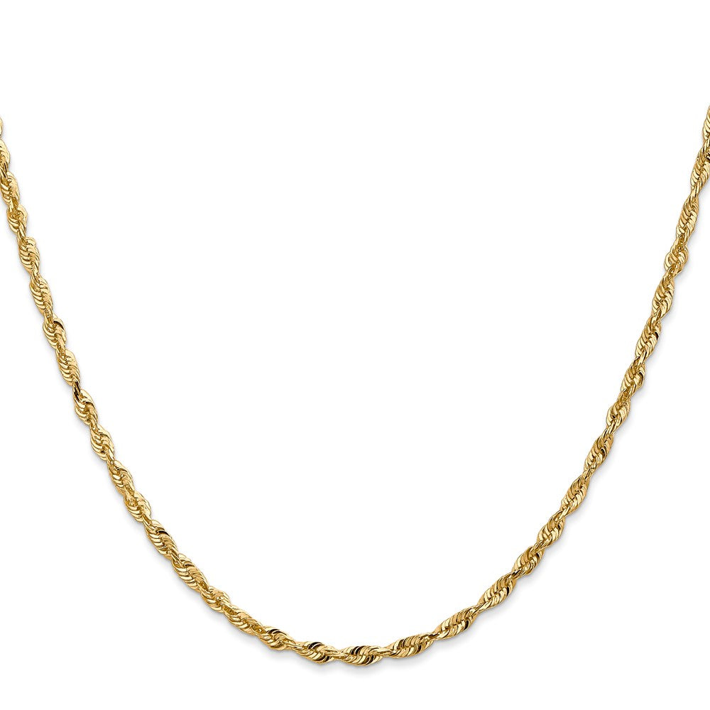 14K Gelbgold 2.5mm Extra Licht Diamantiert Kordel mit Karabinerverschluss Halskette