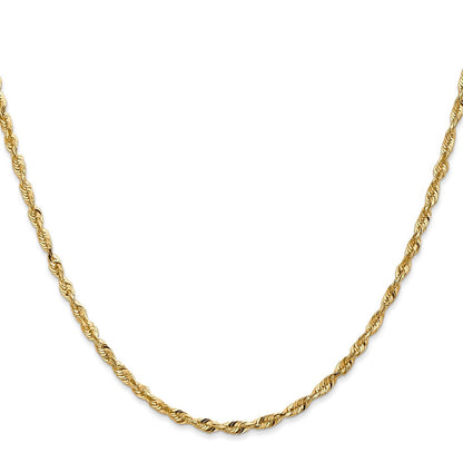 14K Gelbgold 2.5mm Extra Licht Diamantiert Kordel mit Karabinerverschluss Halskette