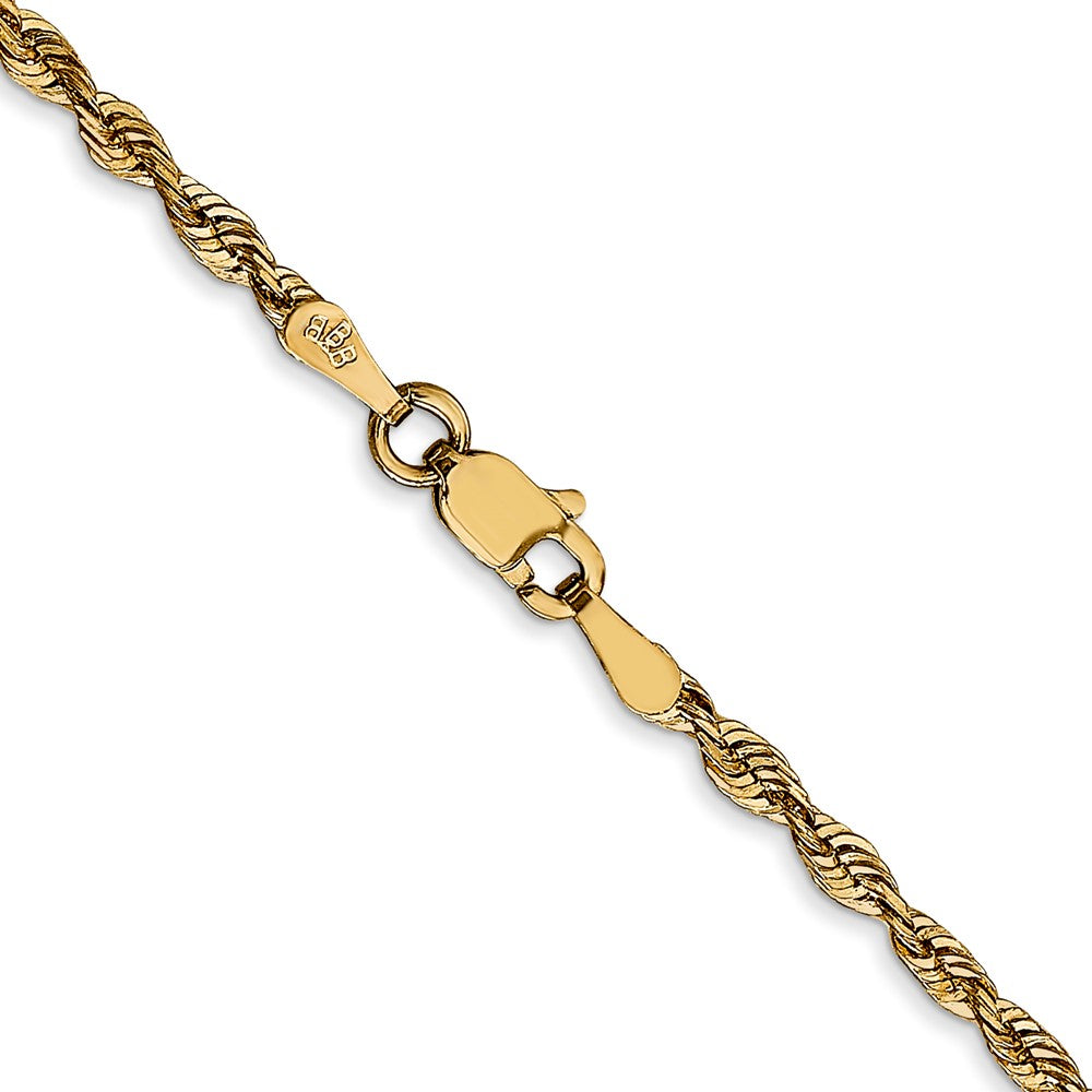 14K Gelbgold 2.5mm Extra Licht Diamantiert Kordel mit Karabinerverschluss Halskette
