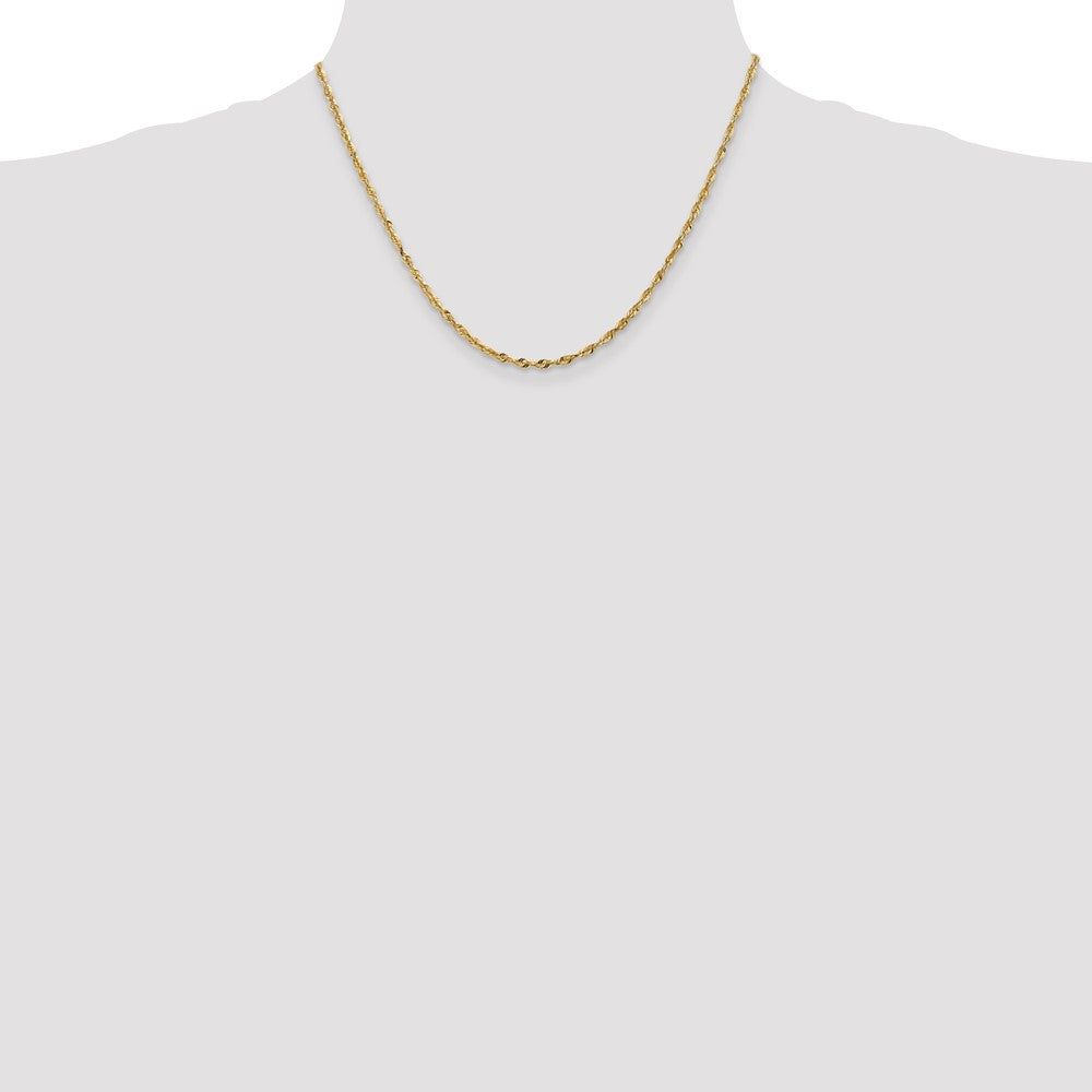 14K Gelbgold 2.5mm Extra Licht Diamantiert Kordel mit Karabinerverschluss Halskette
