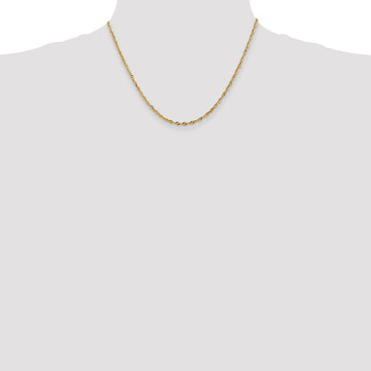 14K Gelbgold 2.5mm Extra Licht Diamantiert Kordel mit Karabinerverschluss Halskette