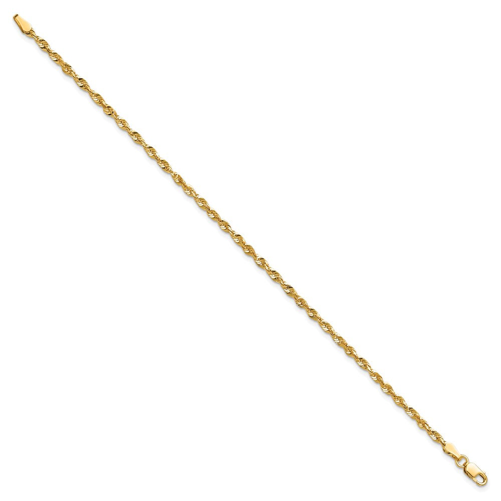 14K Gelbgold 2.5mm Extra Licht Diamantiert Kordel mit Karabinerverschluss Kette Fußkettchen