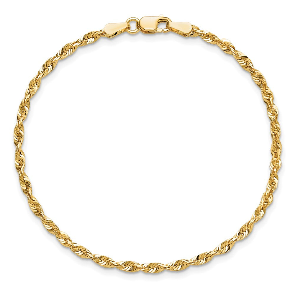14K Gelbgold 2.5mm Extra Licht Diamantiert Kordel mit Karabinerverschluss Kette Fußkettchen