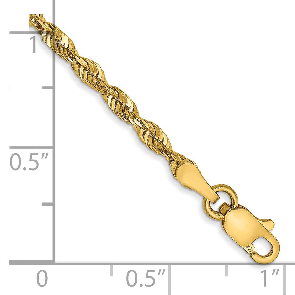 14K Gelbgold 2.5mm Extra Licht Diamantiert Kordel mit Karabinerverschluss Kette Fußkettchen