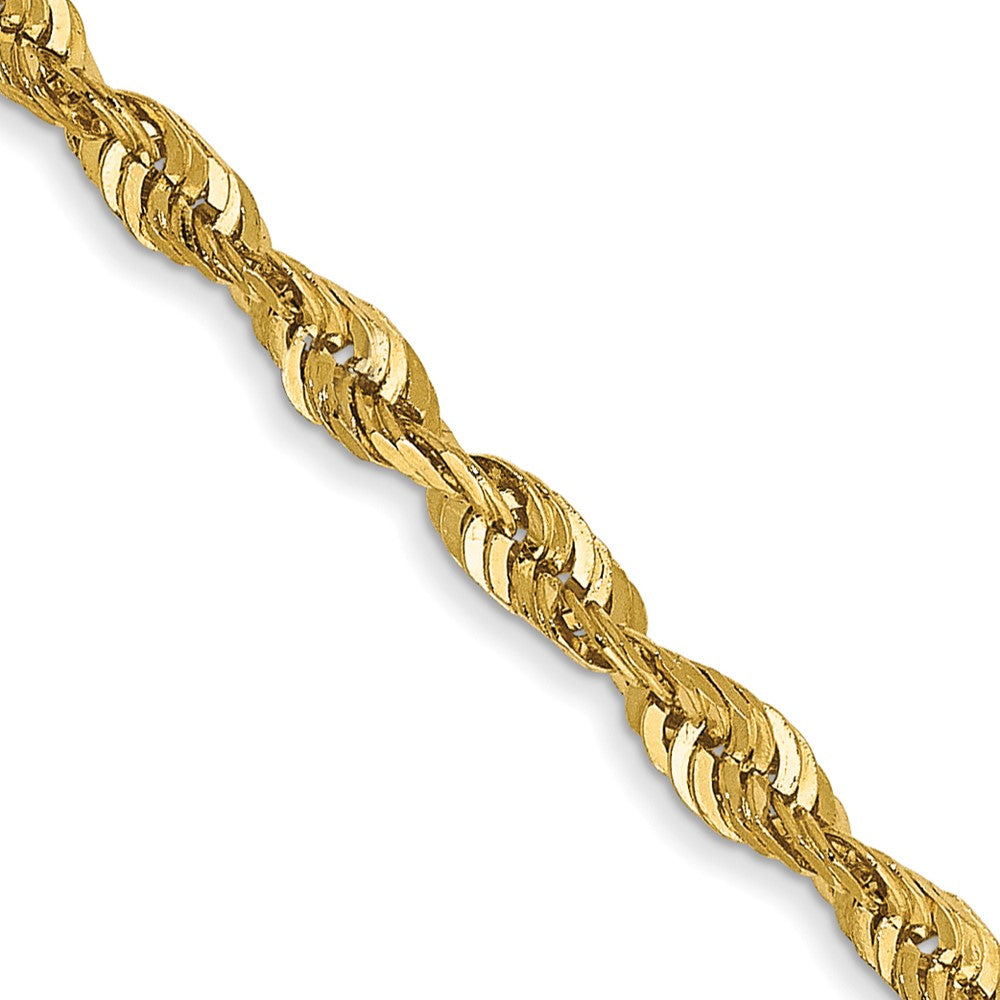 14K Gelbgold 2.5mm Extra Licht Diamantiert Kordel mit Karabinerverschluss Halskette