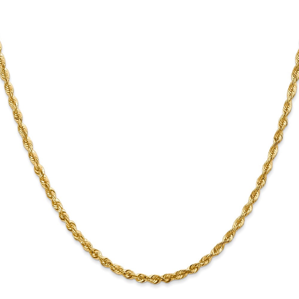 14K Gelbgold 2.75mm Extra Licht Diamantiert Kordel mit Karabinerverschluss Halskette