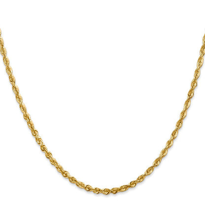 14K Gelbgold 2.75mm Extra Licht Diamantiert Kordel mit Karabinerverschluss Halskette
