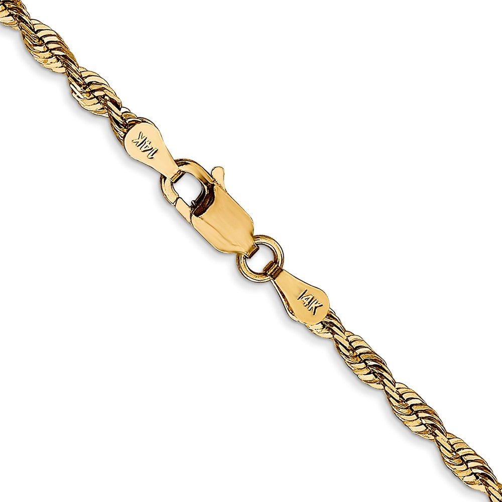 14K Gelbgold 2.75mm Extra Licht Diamantiert Kordel mit Karabinerverschluss Halskette