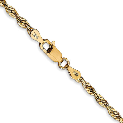 14K Gelbgold 2.75mm Extra Licht Diamantiert Kordel mit Karabinerverschluss Halskette