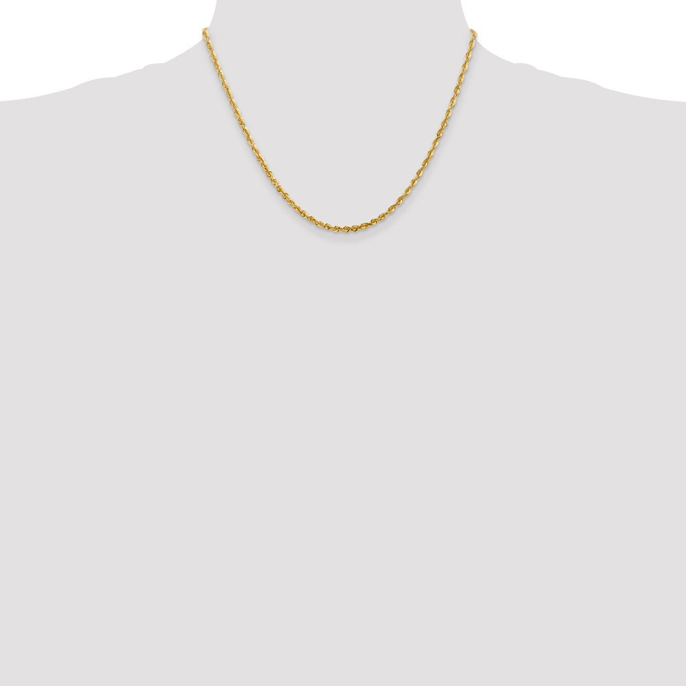 14K Gelbgold 2.75mm Extra Licht Diamantiert Kordel mit Karabinerverschluss Halskette