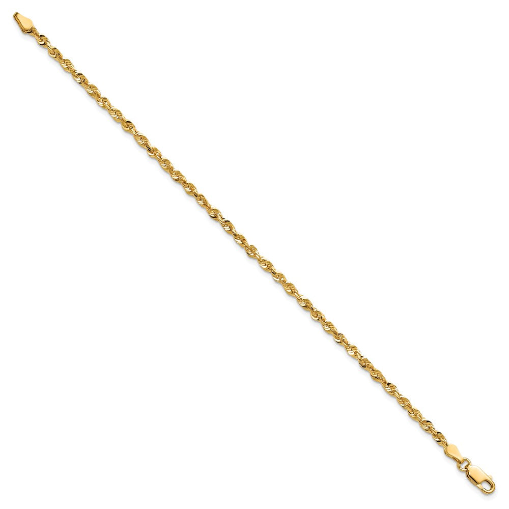 14K Gelbgold 2.75mm Extra Licht Diamantiert Kordel mit Karabinerverschluss Gliederarmband