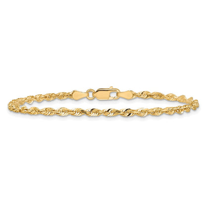 14K Gelbgold 2.75mm Extra Licht Diamantiert Kordel mit Karabinerverschluss Kette Fußkettchen