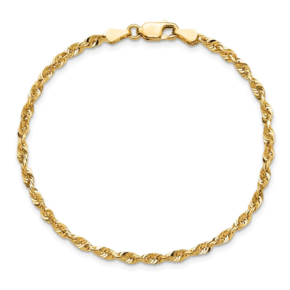 14K Gelbgold 2.75mm Extra Licht Diamantiert Kordel mit Karabinerverschluss Kette Fußkettchen