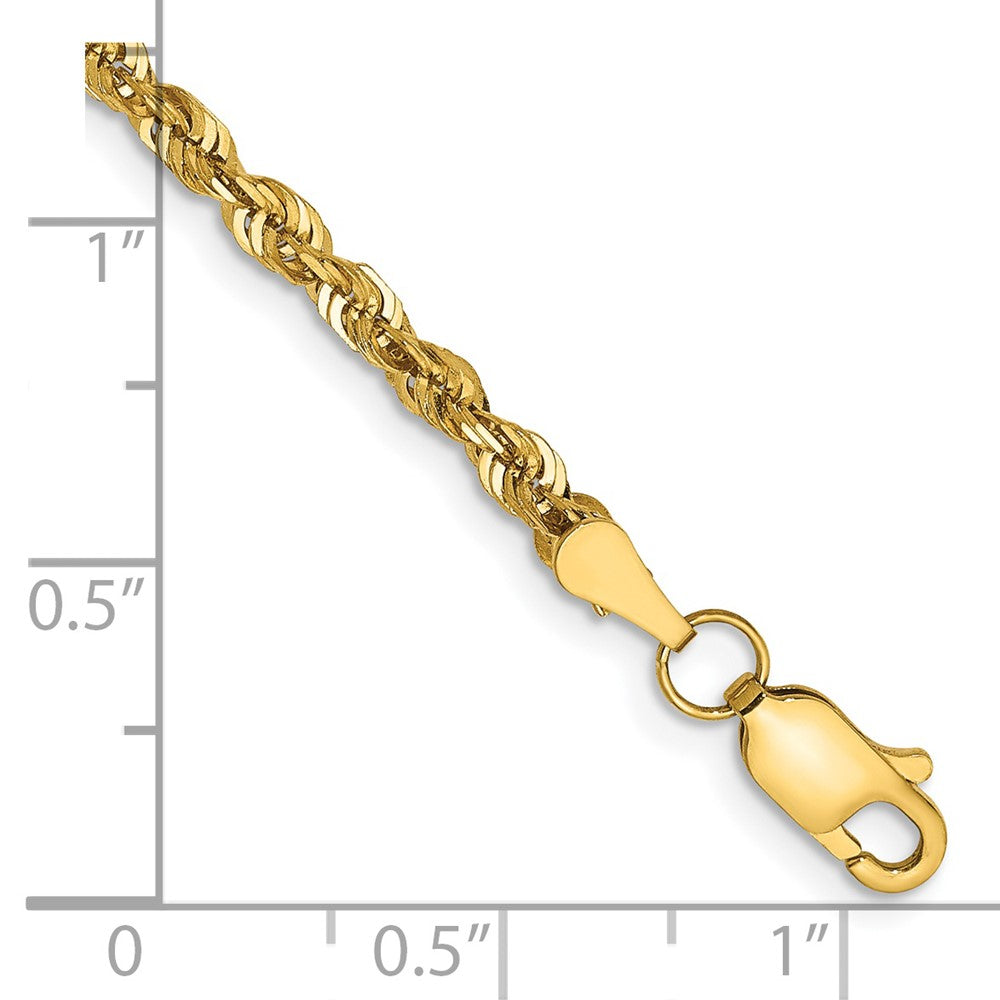 14K Gelbgold 2.75mm Extra Licht Diamantiert Kordel mit Karabinerverschluss Kette Fußkettchen