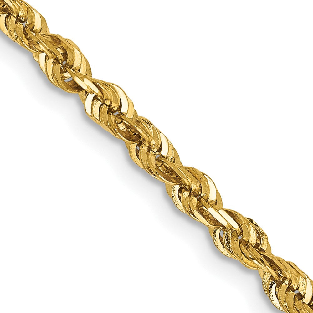 14K Gelbgold 2.75mm Extra Licht Diamantiert Kordel mit Karabinerverschluss Halskette