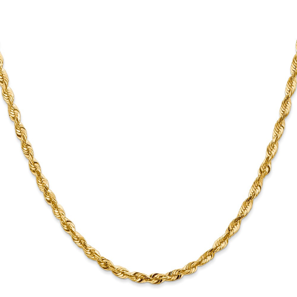 14K Gelbgold 4mm Extra Licht Diamantiert Kordel mit Karabinerverschluss Halskette