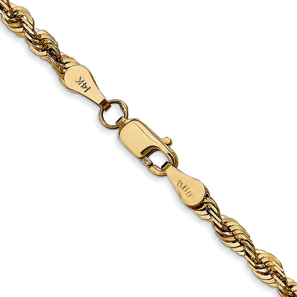 14K Gelbgold 4mm Extra Licht Diamantiert Kordel mit Karabinerverschluss Halskette