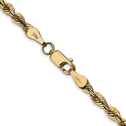 14K Gelbgold 4mm Extra Licht Diamantiert Kordel mit Karabinerverschluss Halskette